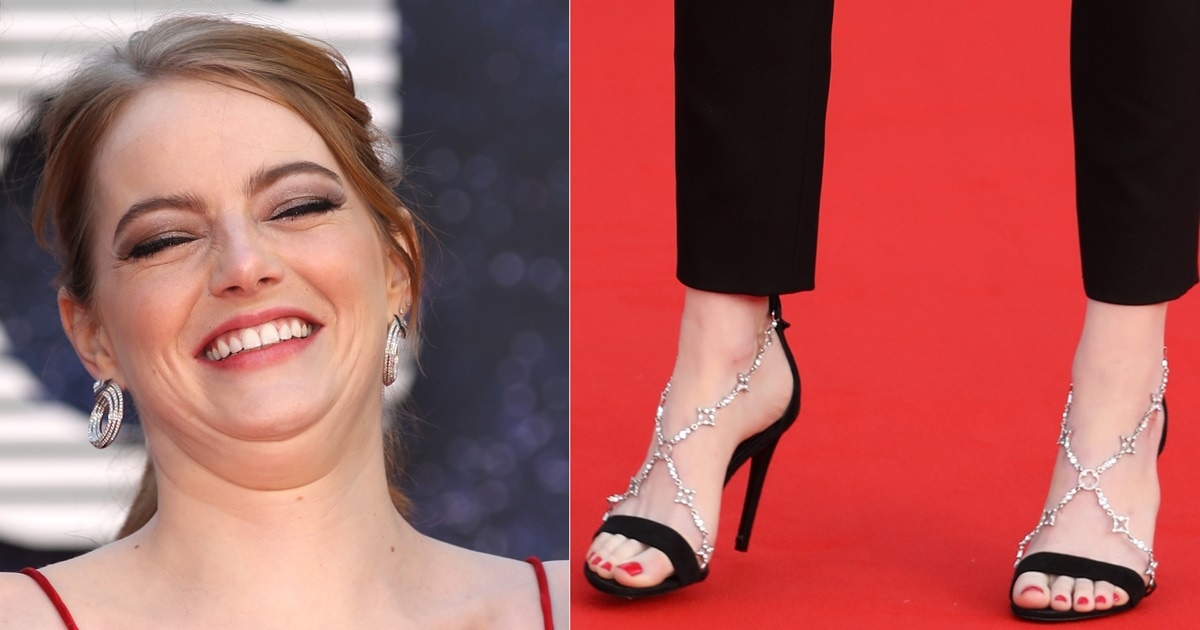 Emma Stone S Perfect Feet In Louis Vuitton Black Bird Sandals