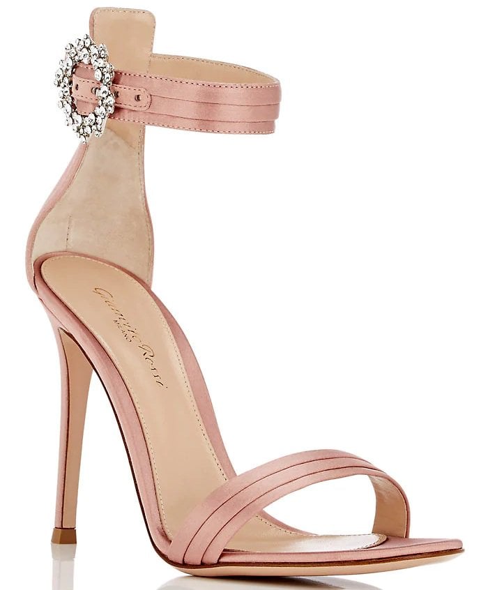 Crystal-Embellished Satin Ankle-Strap Sandals