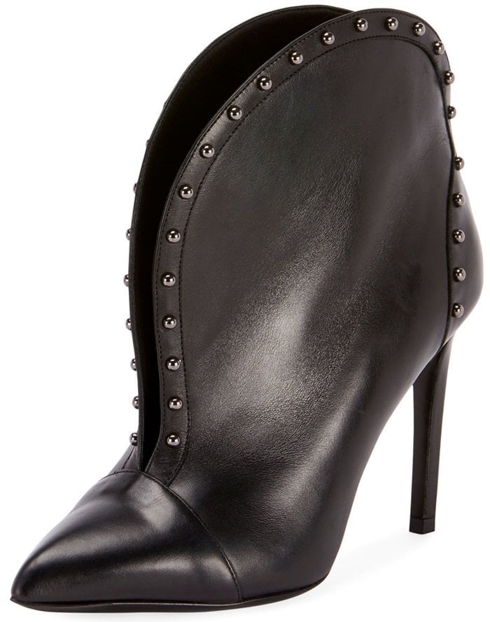 Balmain Iren vachetta leather bootie with stud trim