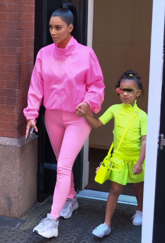 Kim Kardashian and North West leaving their hotel in New York City on September 29, 2018