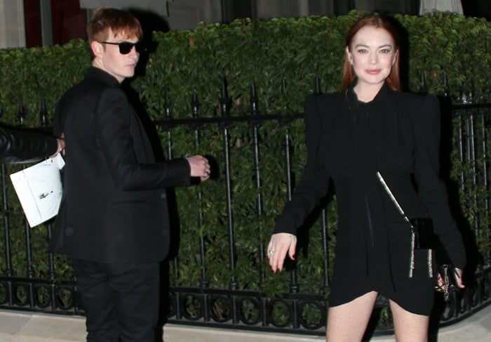 Lindsay Lohan and Dakota Lohan arriving back from the Saint Laurent show