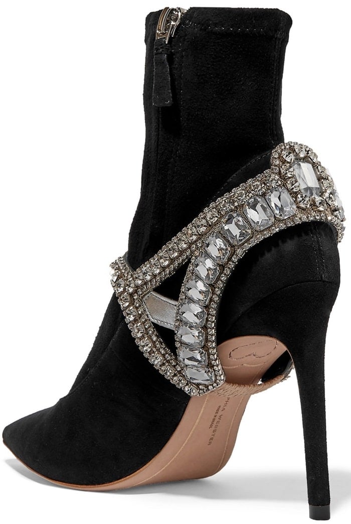 Lorena Crystal-Embellished Stretch-Suede Sock Boots