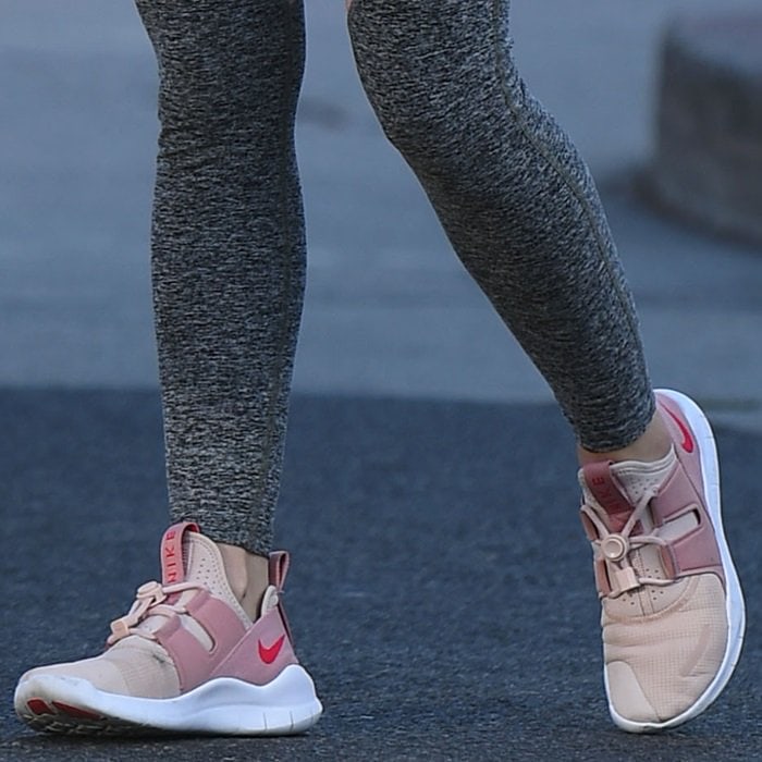 Lucy Hale wearing Nike Free RN Commuter running shoes