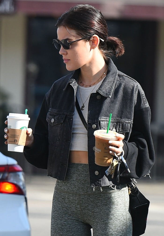 Lucy Hale goes for Starbucks after her workout in the Studio City neighborhood of Los Angeles on September 21, 2018