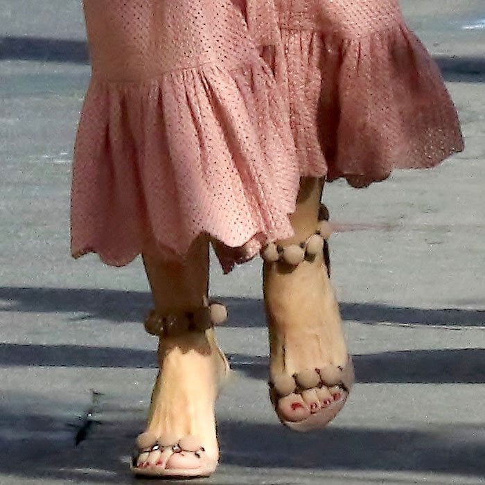 Sofia Vergara's feet in Alaia 'Bombe' studded suede sandals