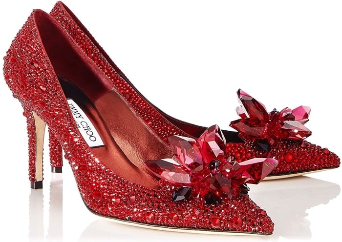 ALIA Red Crystal Covered Pointy Toe Pumps