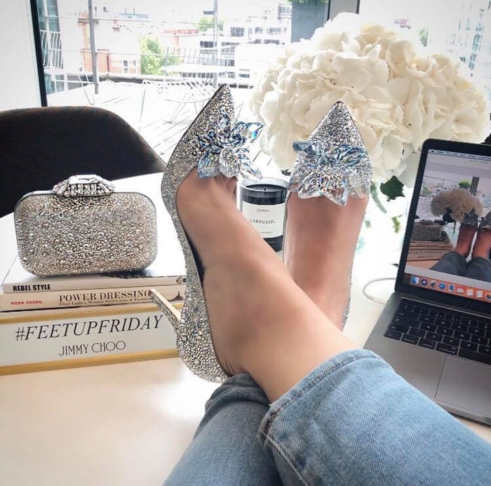 Ari crystal-covered pointy-toe pumps