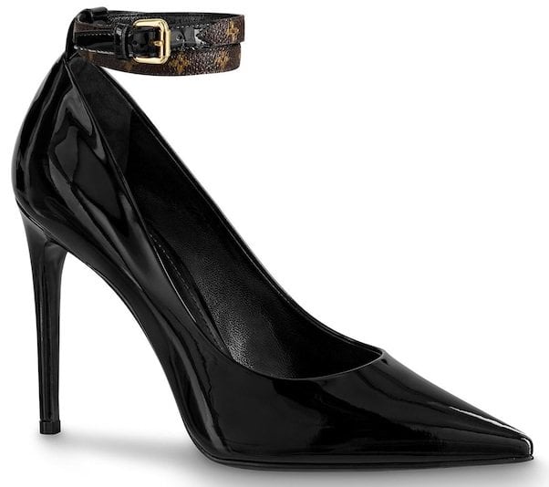 The Call Back pump in glossy patent calf leather is an elegant style with a high stiletto heel