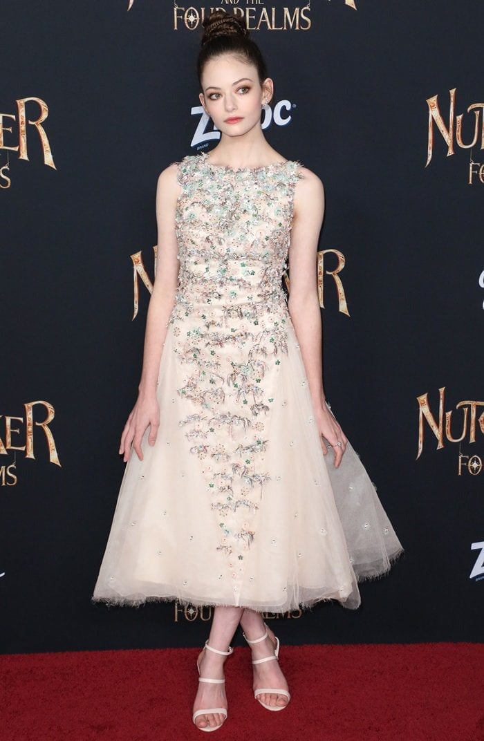 Mackenzie Foy at the premiere of her new movie The Nutcracker and the Four Realms at the Roy Dolby Ballroom in Los Angeles on October 29, 2018