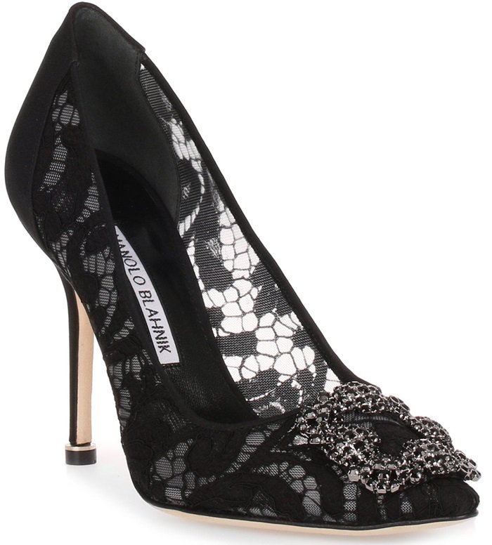 Black Lace Hangisi Jeweled Pumps