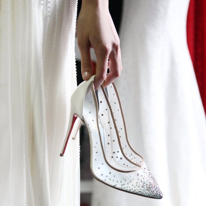 Red bottom Follies Strass strass bridal shoes by Christian Louboutin
