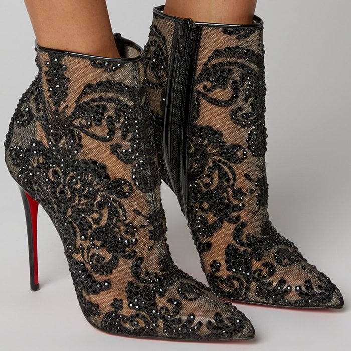 Black Gipsy Embellished Mesh Ankle Boots