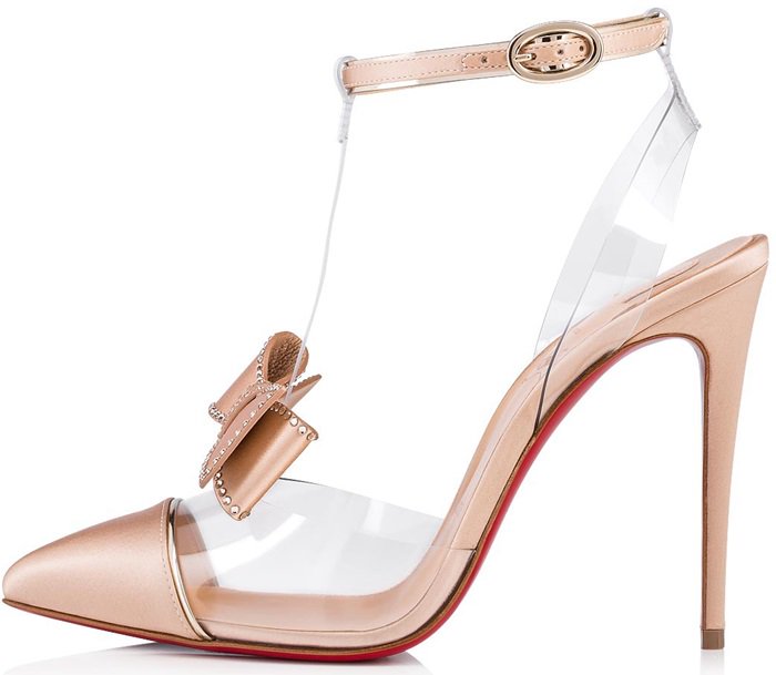 Nude Christian Louboutin Naked Bow Red Sole Pumps