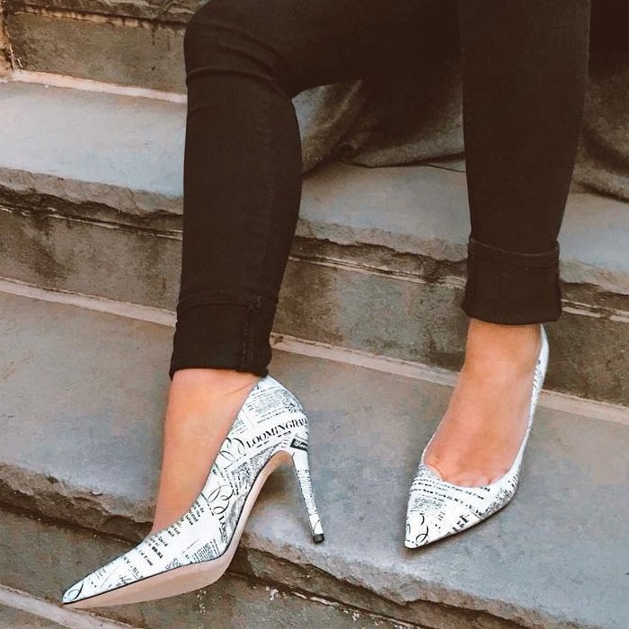 Newsprint Print Fawn Pointy-Toe Pumps