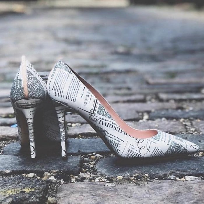 Newsprint Print Fawn Pointy-Toe Pumps