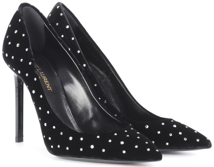 Saint Laurent's Anja pumps have been crafted in Italy from plush velvet and come with a scattering of dazzling crystals