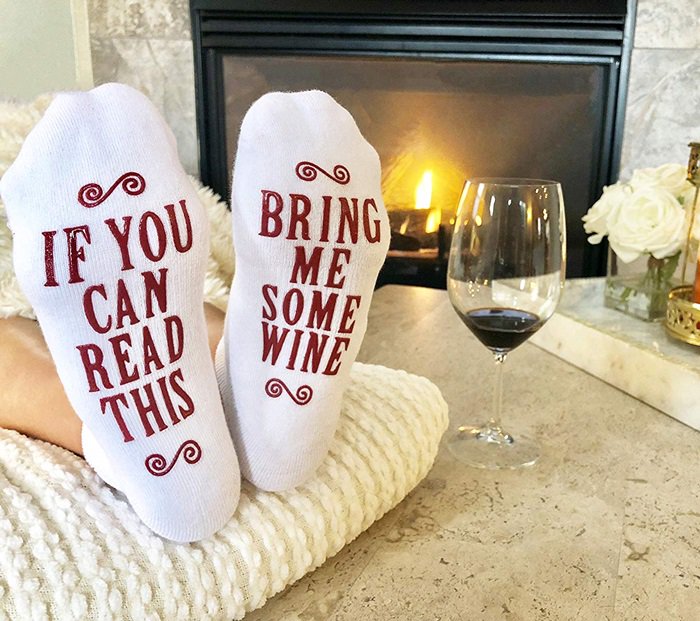 Funny 'If You Love Me, Bring Me Some Wine' novelty socks