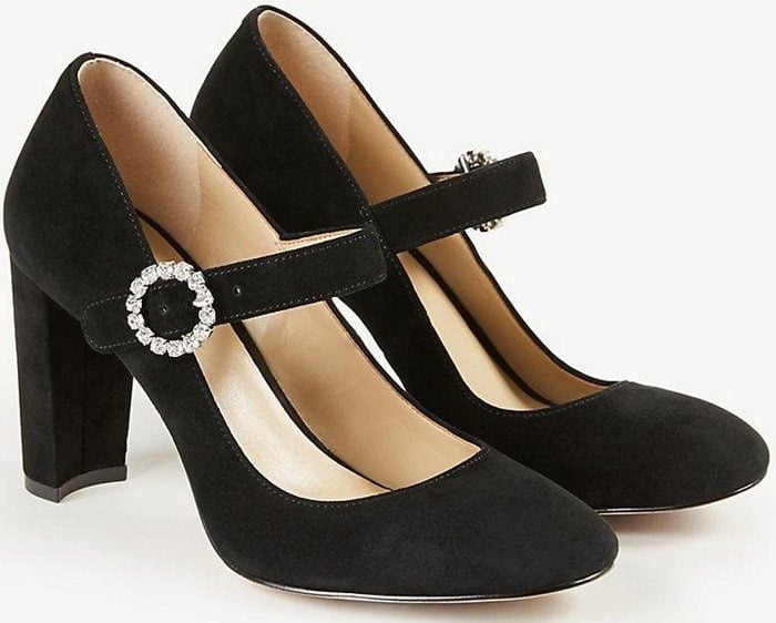 Adaline Jeweled Suede Mary Jane Pumps