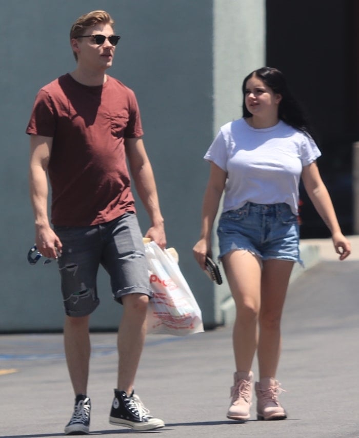Ariel Winter wears pink Timberland boots while leaving Petco with her boyfriend Levi Meaden