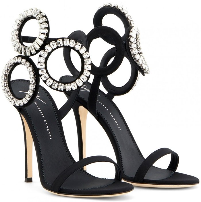 Black Crystal Circle Stiletto Kassie Heels