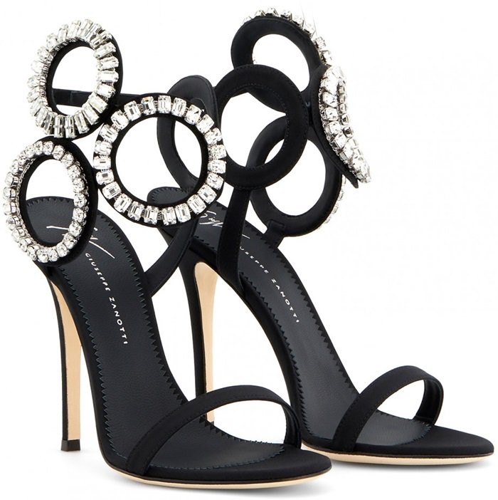 Black Crystal Circle Stiletto Kassie Heels