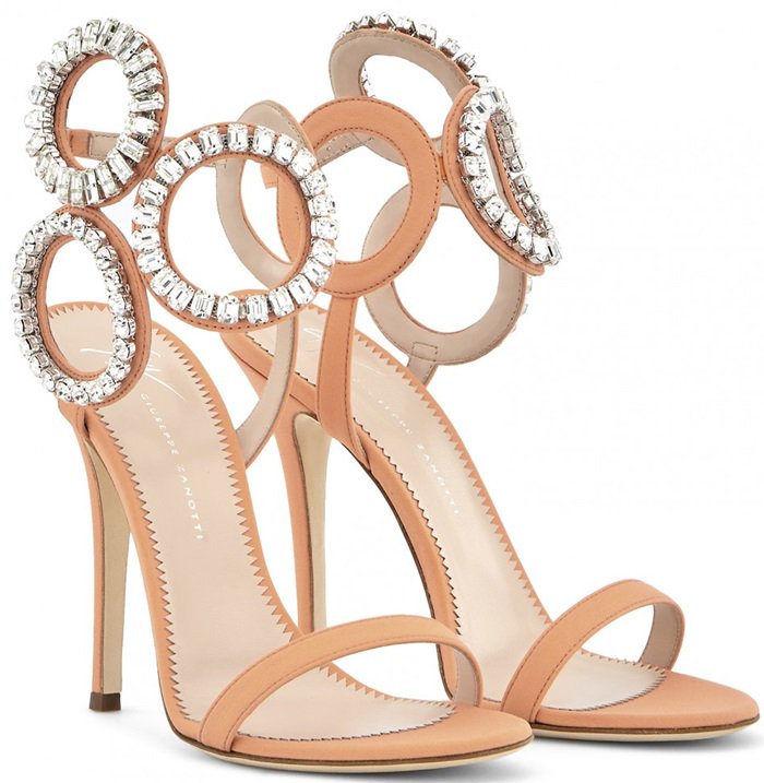 Candy Mythique Fabric Crystal Circle Stiletto Kassie Heels