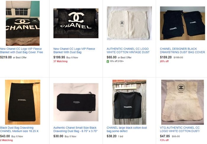 Chanel dust bags typically come in black or white