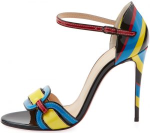 Valparaiso Color-Block Patent Red Sole Sandals by Christian Louboutin