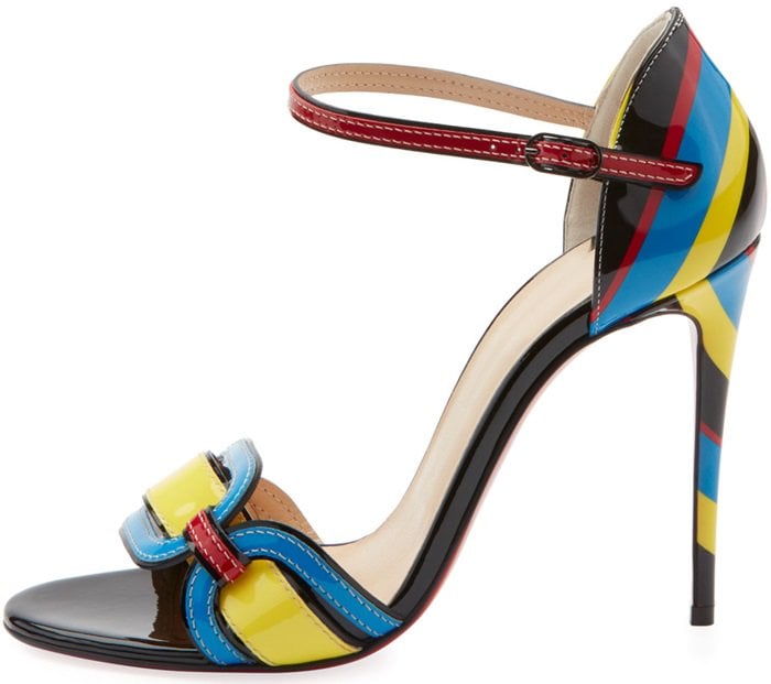 Valparaiso Color-Block Patent Red Sole Sandals