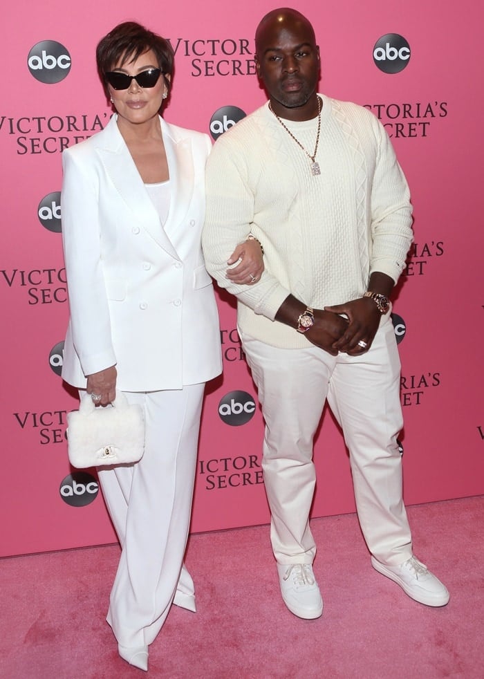 Kris Jenner and Corey Gamble arrive at the Victoria’s Secret Fashion Show 2018 held at Pier 94 in New York City on November 8, 2018