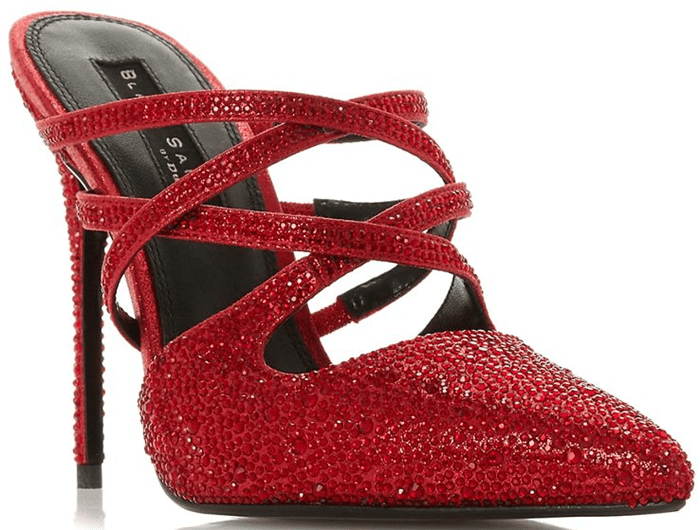 The coveted and all-time flattering stiletto design is further enhanced by a glistening embellishment that will make you the center of attention.