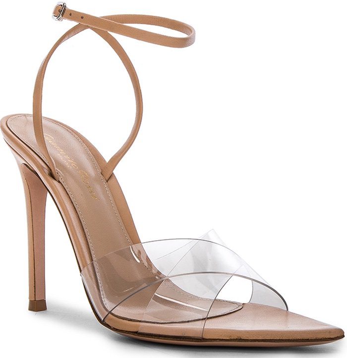 GIANVITO ROSSI Leather & Plexi Stark Ankle Strap Sandals