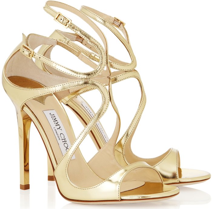 Gold Mirror Leather Sandals