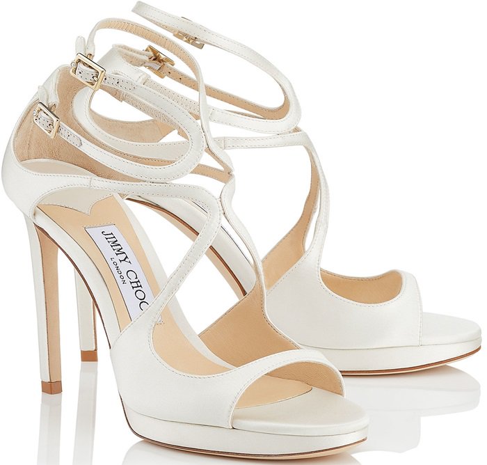 Ivory Satin Strappy Sandals