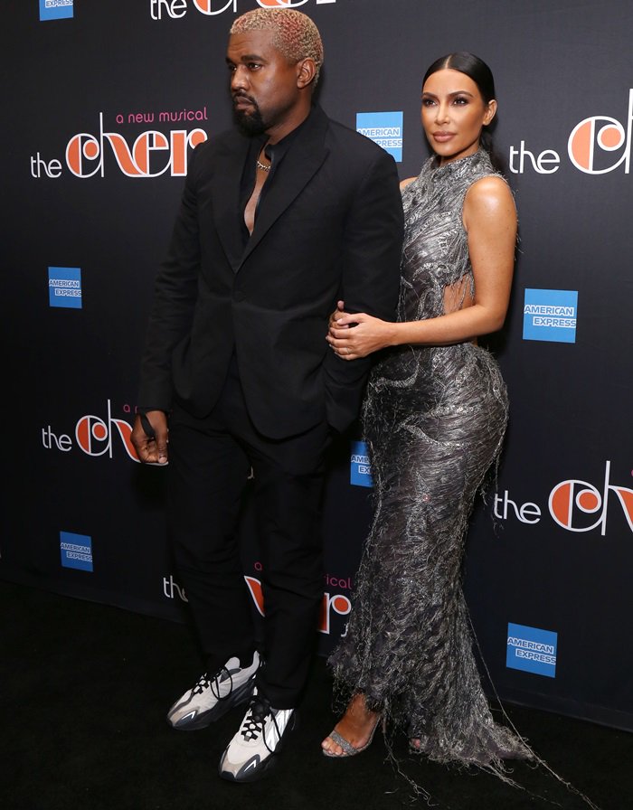 Kim Kardashian with her husband Kanye West at the opening night performance of the new Broadway musical The Cher Show at the Neil Simon Theatre in New York City on December 3, 2018