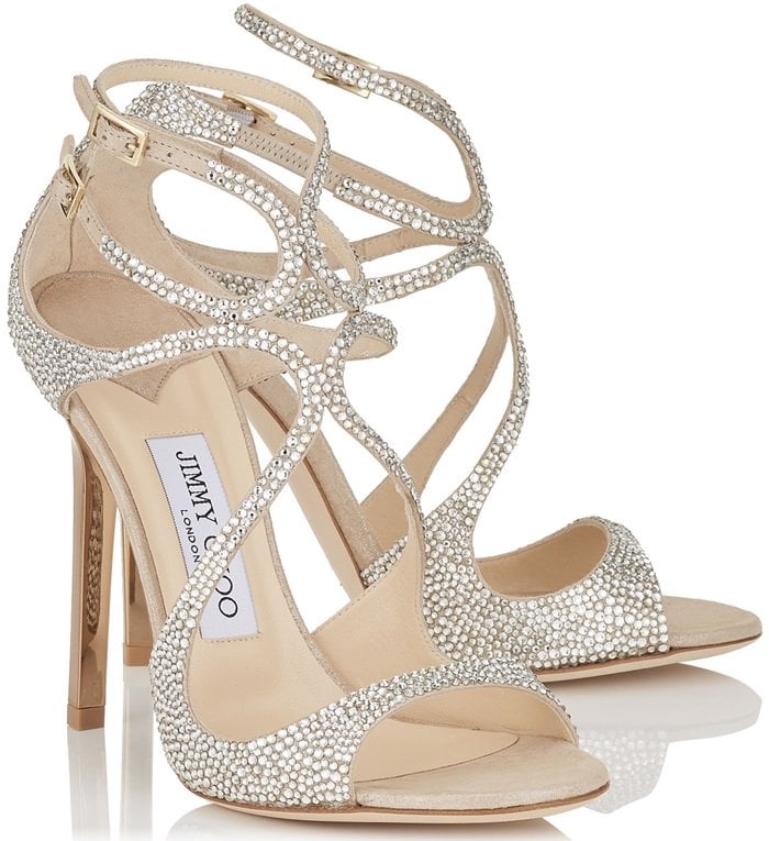 Nude Suede Sandals with Crystals