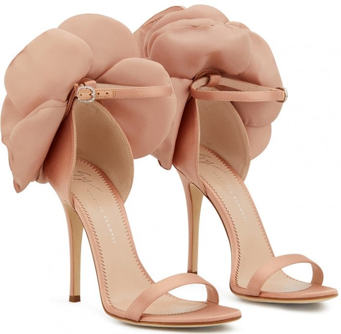 Pink Blooming Flower Peony Ankle Strap Sandals