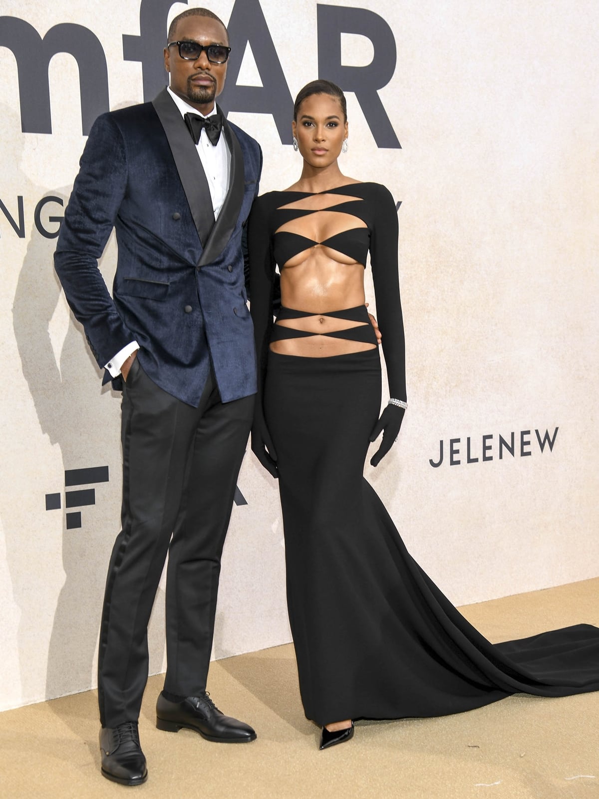 Serge Ibaka and Cindy Bruna attend the amfAR Gala Cannes 2022