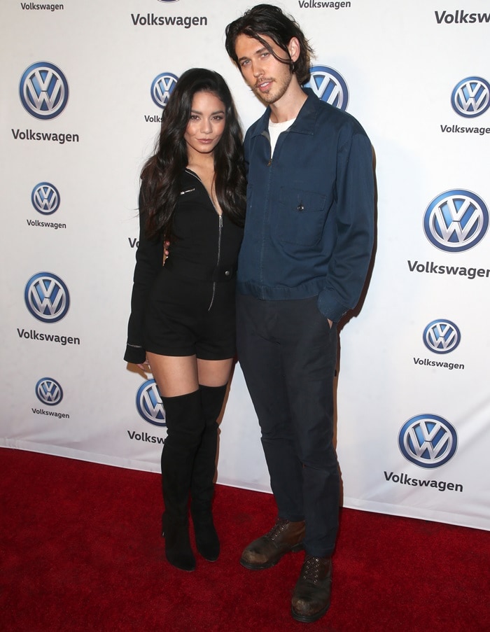 Vanessa Hudgens and Austin Butler looked cute together on the red carpet while attending the Volkswagen Annual Drive-In Event