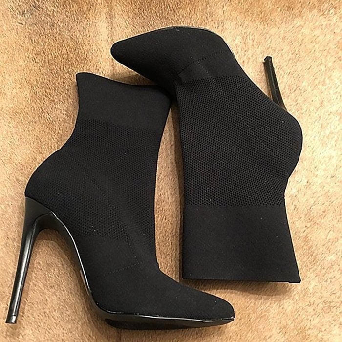 With a stretchy knit upper, this eye-catching bootie fits like a glove, while the shoe’s tall stiletto heel adds lift and allure. This slinky ankle silhouette styles perfectly under practically any pant and creates a seamless leg line when layered over tights