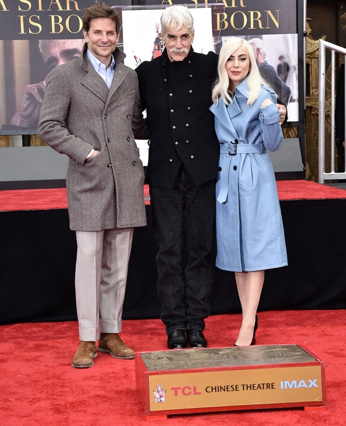 Bradley Cooper and Lady Gaga joined Sam Elliott at his Hand and Footprint Ceremony at the TCL Chinese Theatre in Hollywood on January 7, 2019