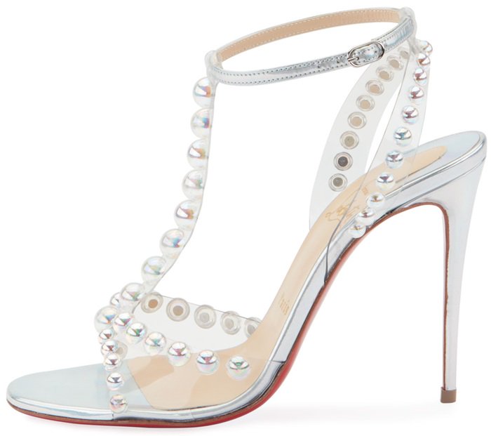 Christian Louboutin's iridescent silver leather Faridaravie sandals have a contemporary glamour