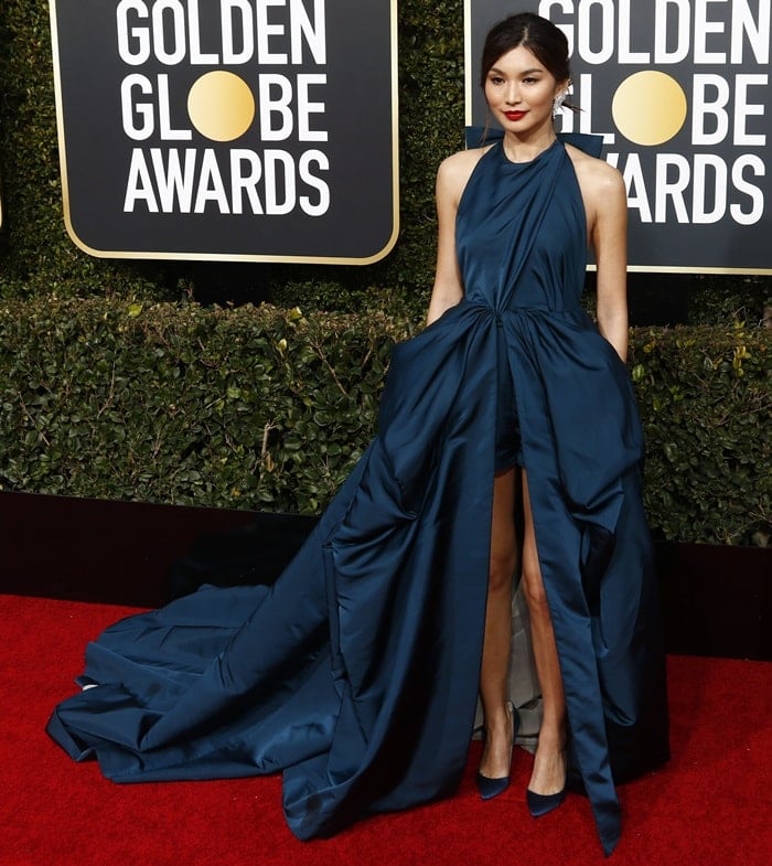 Gemma Chan's glorious legs at the 2019 Golden Globe Awards held at the Beverly Hilton Hotel in Beverly Hills, California, on January 6, 2019