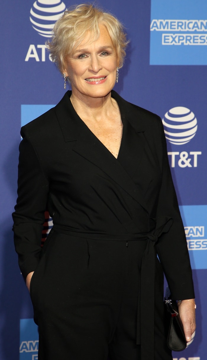 Glenn Close styled her black tuxedo with Cartier jewelry