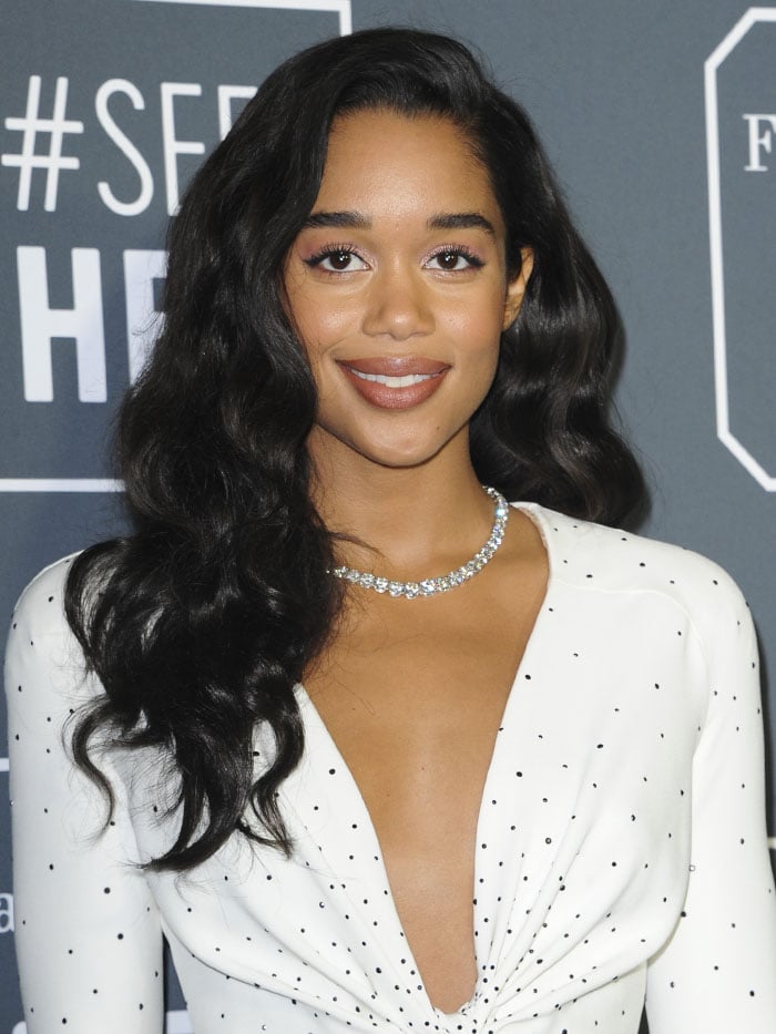 Laura Harrier wearing a Bvlgari necklace with over 75 carats of diamonds