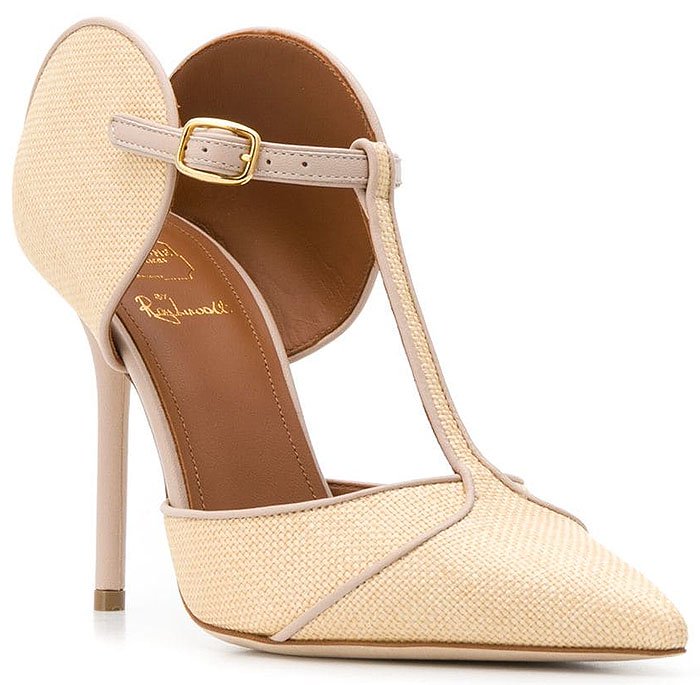 Malone Souliers Imogen T-Strap Pumps in Raffia