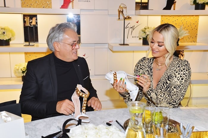 Giuseppe Zanotti and Rita Ora the launch of their footwear collection at Saks Fifth Avenue Beverly Hills on January 24, 2019