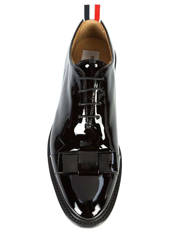 Thom Browne Bow Oxford Shoes in Patent Leather