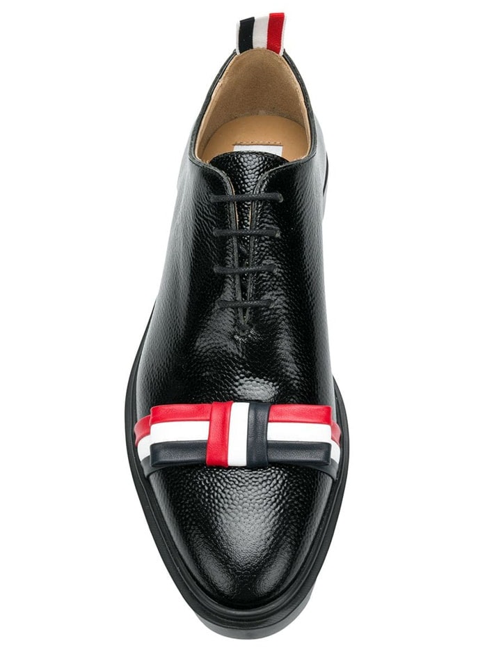 Thom Browne Bow Oxford Shoes in Pebble Grain Leather