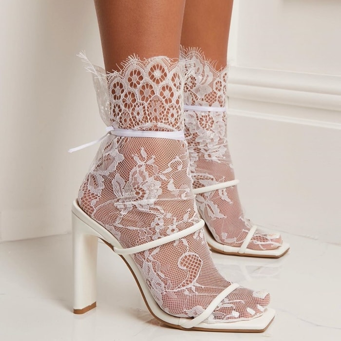 White Highland Sandals and Floral Socks